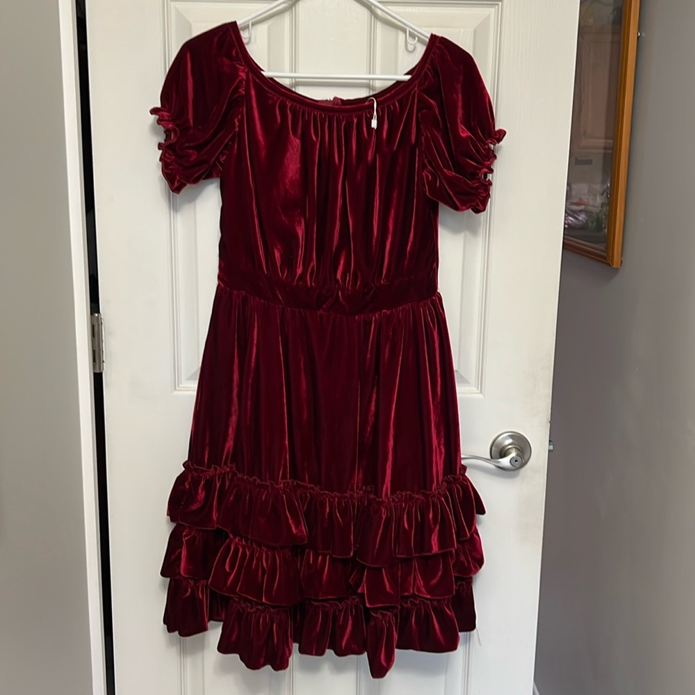 Trish Scully Burgundy Velvet Dress girls size 14
